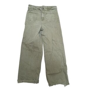 OAT NY Olive Green raw hem flare Pants